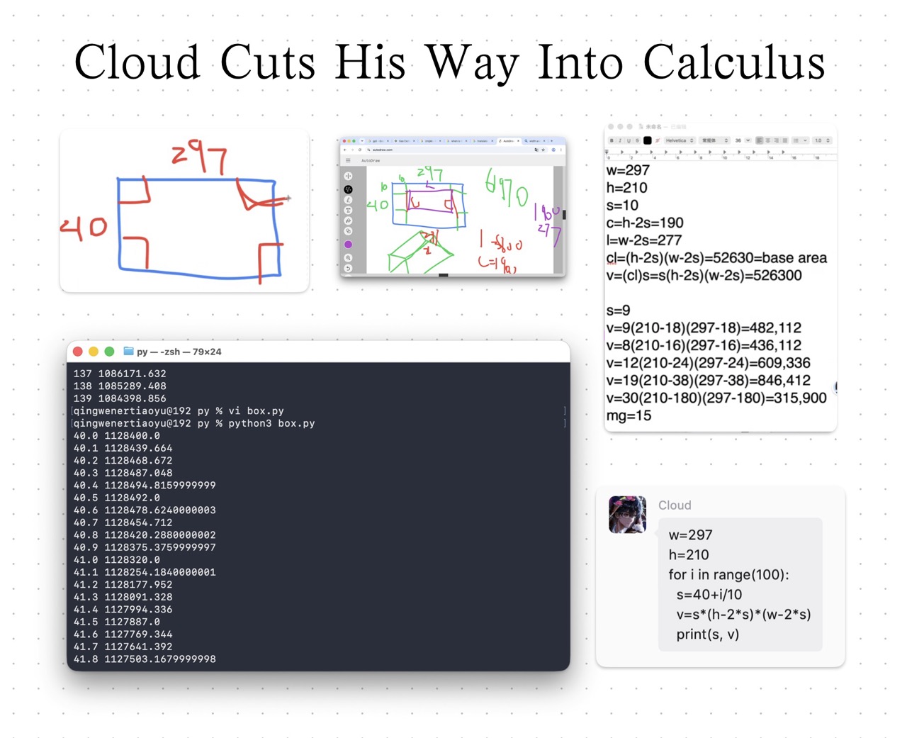 Cloud Cuts His Way Into Calculus